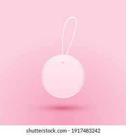 Paper cut Blank label template price tag icon isolated on pink background. Empty shopping discounts sticker. Template discount banner. Paper art style. Vector.