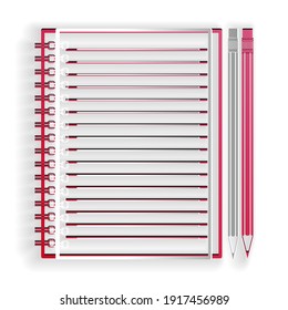 Paper cut Blank notebook and pencil with eraser icon isolated on white background. Paper art style. Vector.