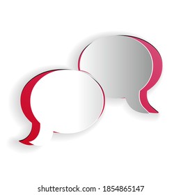 Paper cut Blank speech bubbles icon isolated on white background. FAQ sign. Copy files, chat speech bubble and chart web icons. Paper art style. Vector.
