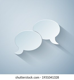 Paper cut Blank speech bubbles icon isolated on grey background. FAQ sign. Copy files, chat speech bubble and chart web icons. Paper art style. Vector Illustration
