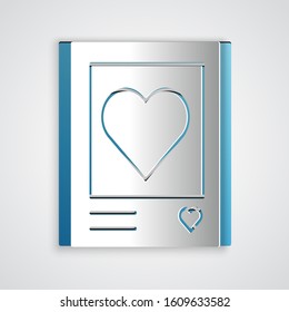Paper cut Blanks photo frames and hearts icon isolated on grey background. Valentines Day symbol. Paper art style. Vector Illustration