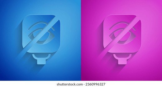 Paper cut Blindness icon isolated on blue and purple background. Blind sign. Paper art style. Vector