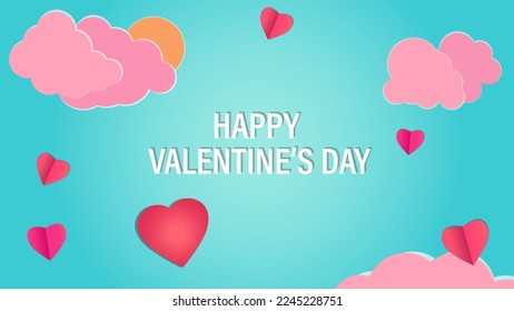paper cut blue sky and clouds background. Place for text. 