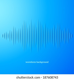 Paper cut blue sound waveform sign with shadow