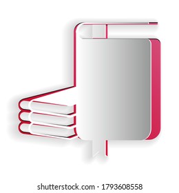 Paper cut Book icon isolated on white background. Paper art style. Vector.