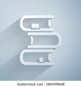 Paper cut Book icon isolated on grey background. Paper art style. Vector