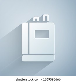 Paper cut Book icon isolated on grey background. Paper art style. Vector