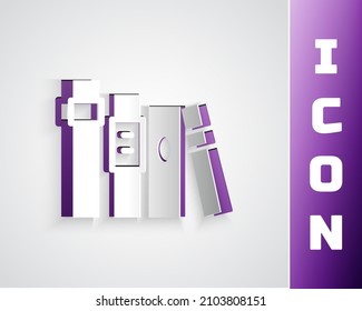 Paper cut Book icon isolated on grey background. Paper art style. Vector