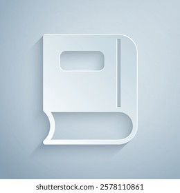 Paper cut Book icon isolated on grey background. Paper art style. Vector