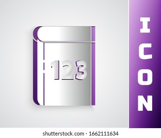 Paper cut Book with word mathematics icon isolated on grey background. Math book. Education concept about back to school. Paper art style. Vector Illustration