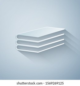 Paper cut Books icon isolated on grey background. Paper art style. Vector Illustration