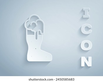 Icono de vidrio de cerveza aislado sobre fondo gris. Estilo de arte de papel. Vector