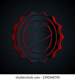 Paper cut Bottle cap icon isolated on black background. Paper art style. Vector Illustration