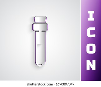 Paper cut Bottle with love potion icon isolated on grey background. Valentines day symbol. Paper art style. Vector Illustration
