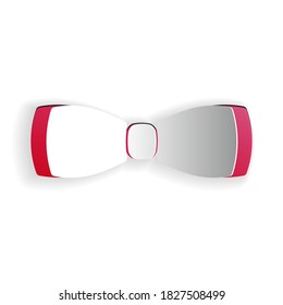 Paper cut Bow tie icon isolated on white background. Paper art style. Vector.