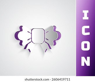 Paper cut Bow tie icon isolated on grey background. Paper art style. Vector