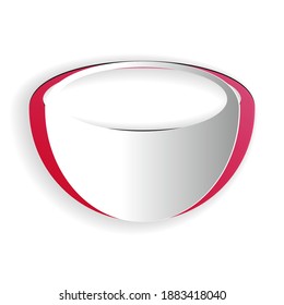 Paper cut Bowl icon isolated on white background. Paper art style. Vector.