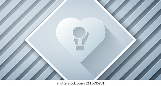 Paper cut Boxing glove icon isolated on grey background. Paper art style. Vector