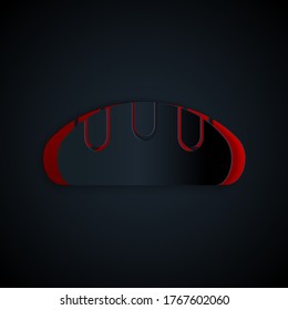 Paper cut Bread loaf icon isolated on black background. Paper art style. Vector