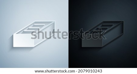 Paper cut Brick icon isolated on grey and black background. Paper art style. Vector