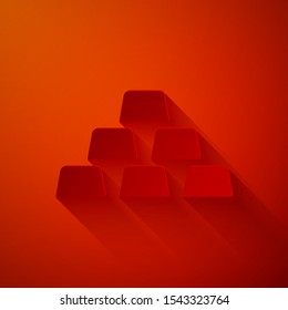Paper cut Briefcase icon isolated on red background. Business case sign. Business portfolio. Paper art style. Vector Illustration