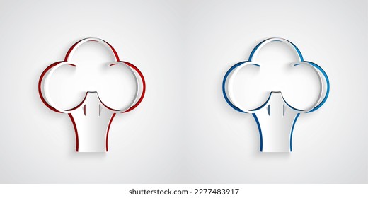 Paper cut Broccoli icon isolated Paper cut background. Paper art style. Vector