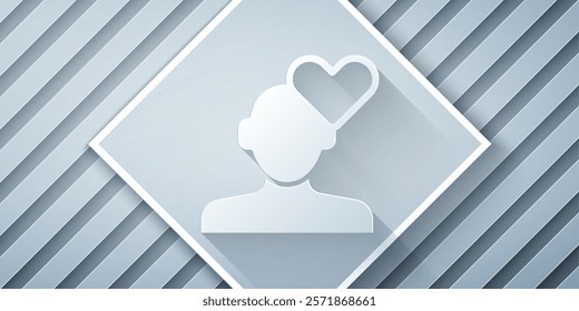 Paper cut Broken heart or divorce icon isolated on grey background. Love symbol. Valentines day. Paper art style. Vector