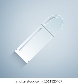 Paper cut Bullet icon isolated on grey background. Paper art style. Vector Illustration