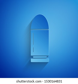 Paper cut Bullet icon isolated on blue background. Paper art style. Vector Illustration
