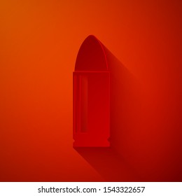 Paper cut Bullet icon isolated on red background. Paper art style. Vector Illustration