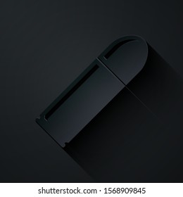 Paper cut Bullet icon isolated on black background. Paper art style. Vector Illustration