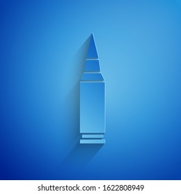 Paper cut Bullet icon isolated on blue background. Paper art style. Vector Illustration