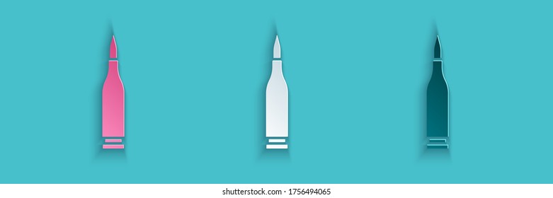 Paper cut Bullet icon isolated on blue background. Paper art style. Vector Illustration