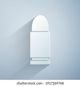 Paper cut Bullet icon isolated on grey background. Paper art style. Vector