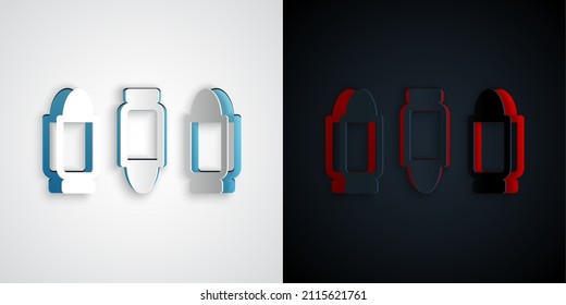 Paper cut Bullet icon isolated on grey and black background. Paper art style. Vector