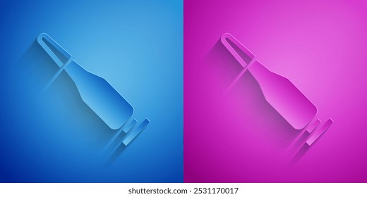 Papierschnitt Aufzählungszeichen einzeln auf blauem und violettem Hintergrund. Papierkunststil. Vektorgrafik