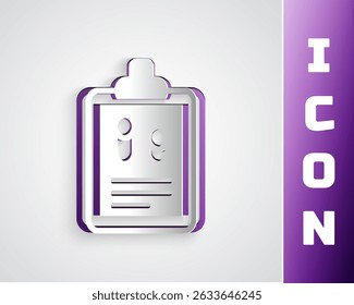 Paper cut Business finance report icon isolated on grey background. Audit and analysis, document, plan symbol. Paper art style. Vector