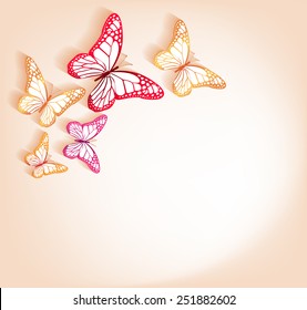 Paper Cut Butterflies Background Isolated for Spring. Editable Vector Illustration