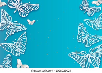 Paper cut butterfly. Origami insect. filigree.