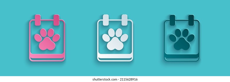 Paper cut Calendar grooming icon isolated on blue background. Event reminder symbol. Paper art style. Vector