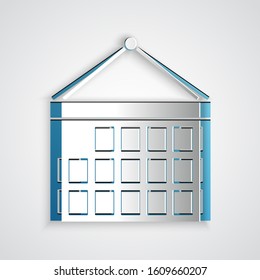 Paper cut Calendar icon isolated on grey background. Event reminder symbol. Paper art style. Vector Illustration