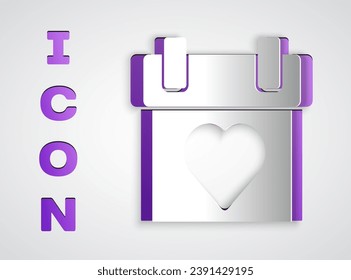 Paper cut Calendar icon isolated on grey background. Event reminder symbol. Paper art style. Vector