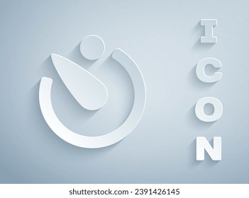 Paper cut Camera timer icon isolated on grey background. Photo exposure. Stopwatch timer seconds. Paper art style. Vector