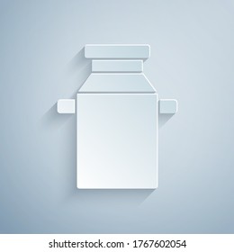 Corte de papel Puede contener un icono de leche aislado en el fondo gris. Estilo de arte de papel. Vector