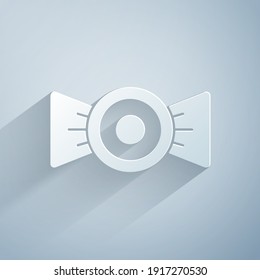 Paper cut Candy icon isolated on grey background. Paper art style. Vector