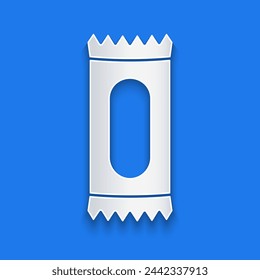 Paper cut Candy icon isolated on blue background. Paper art style. Vector