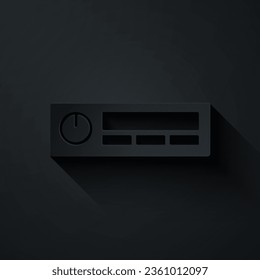 Paper cut Car Audio icon isolated on black background. Fm radio car audio icon. Paper art style. Vector