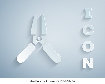 Paper cut Car battery jumper power cable icon isolated on grey background. Paper art style. Vector Illustration