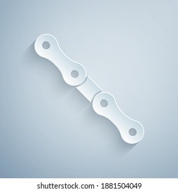 Paper cut Car chain icon isolated on grey background. Paper art style. Vector.