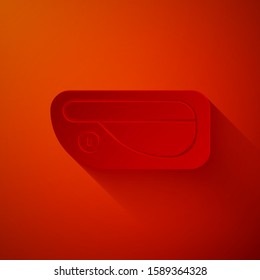 Paper cut Car door handle icon isolated on red background. Paper art style. Vector Illustration